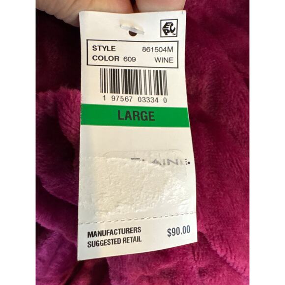 Brand New Miss Elaine Women's Large Wine Pink Red Plus Teddy Robe Sleepwear - Picture 8 of 8